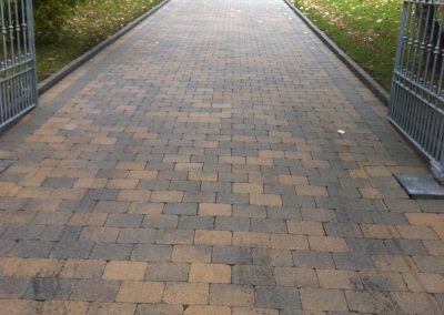 Freshly cleaned block paving with colours restored