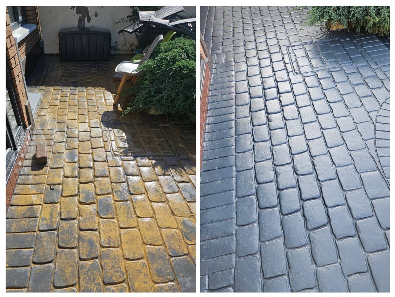 Driveway before and after cleaning